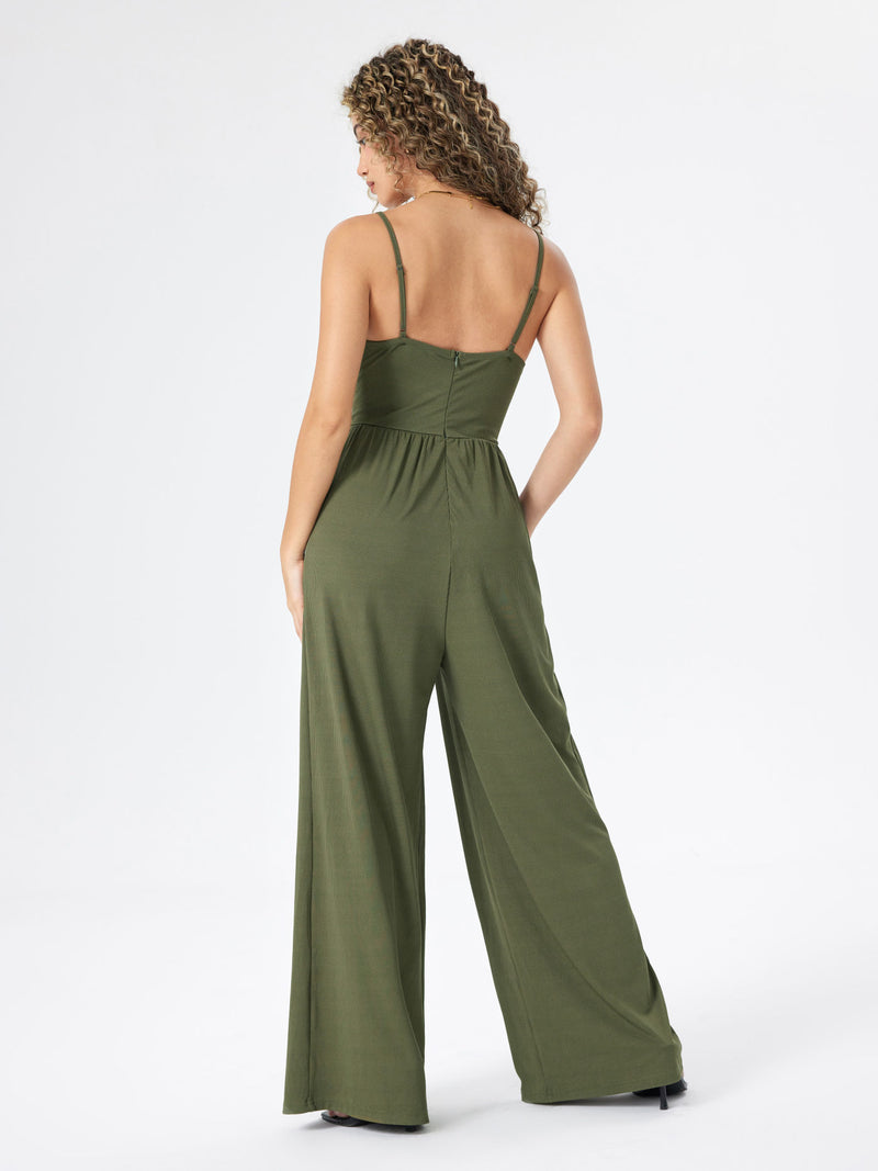 Combinaison pantalon débardeur à col V et jambes larges