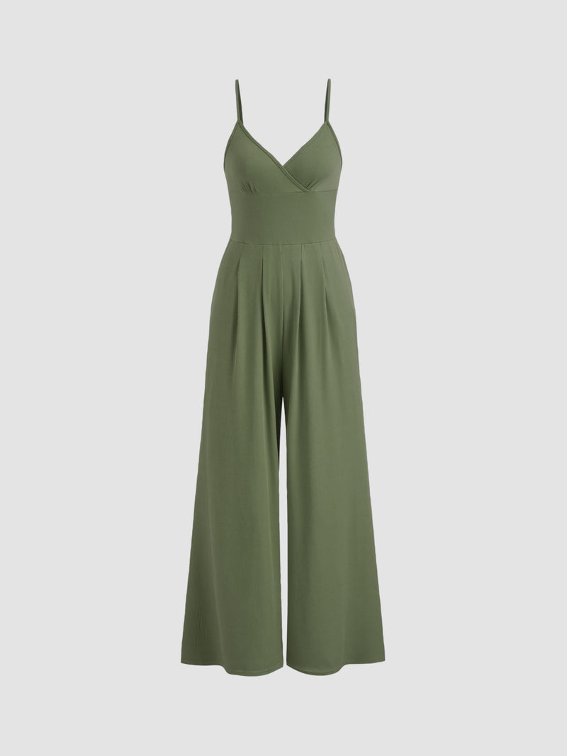 Combinaison pantalon débardeur à col V et jambes larges