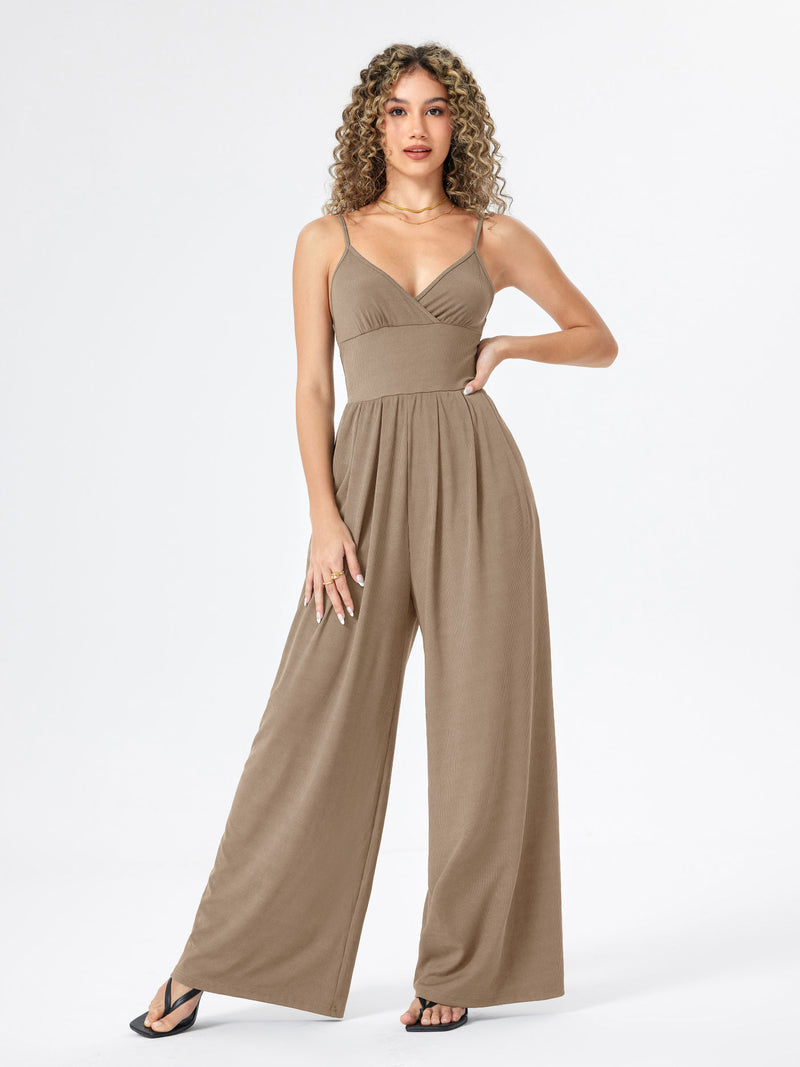 Combinaison pantalon débardeur à col V et jambes larges