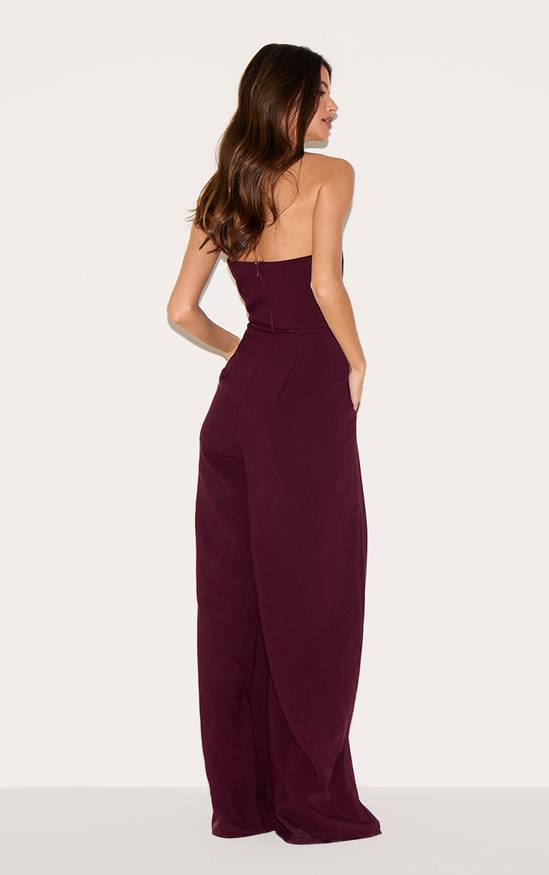 combinaison femme soirée rose avec dos nu et taille froncée