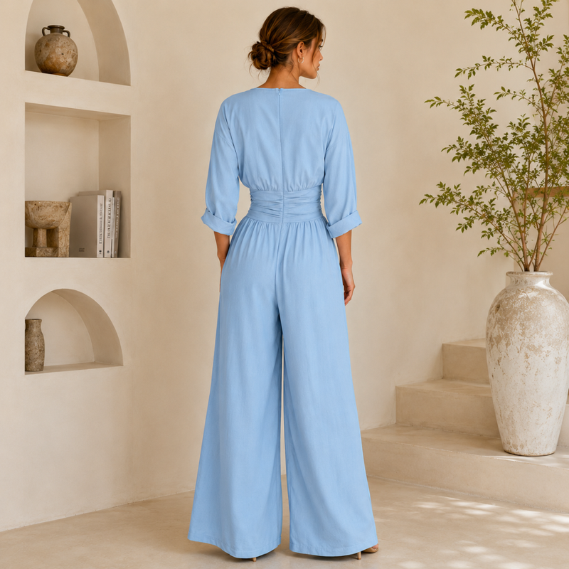 Combinaison Femme Longue Col V Manches Longues Fluide Été Bohème