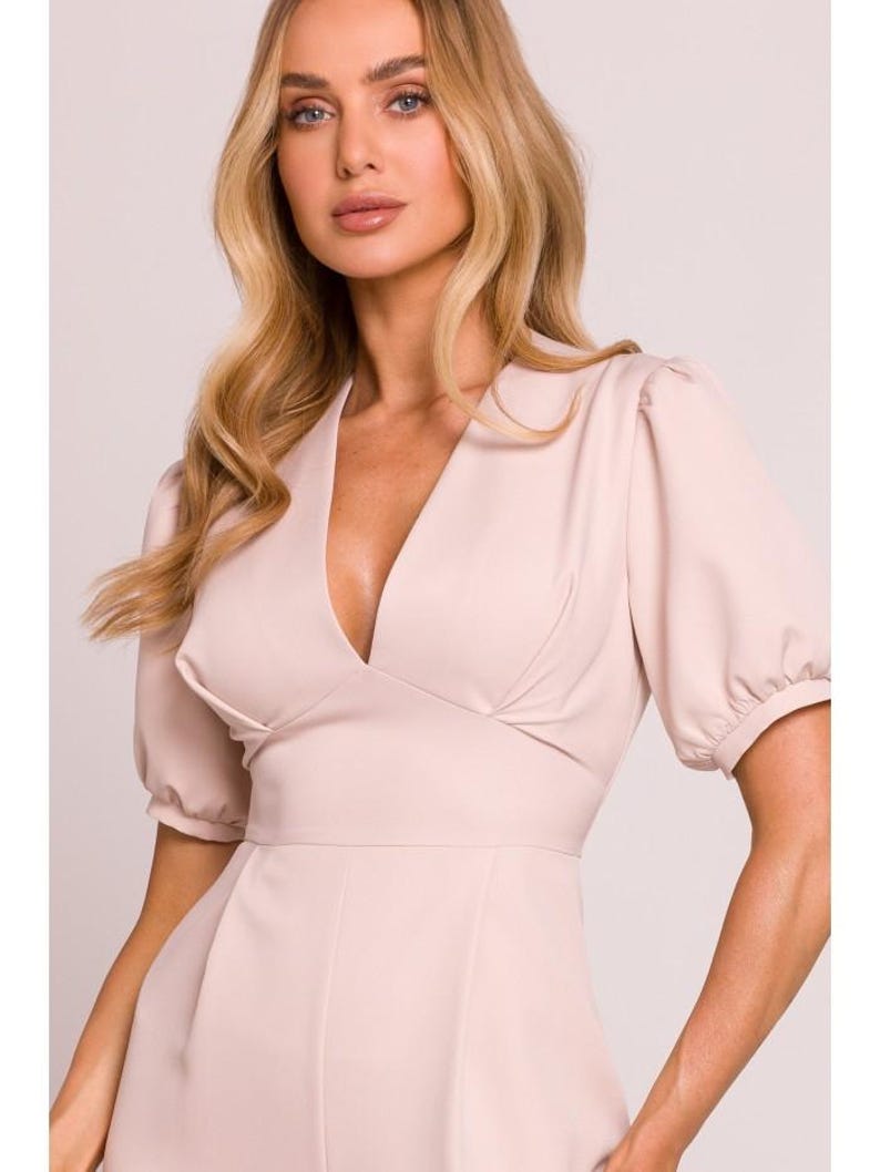 combinaison femme rose Dos Nu à Manches Bouffantes