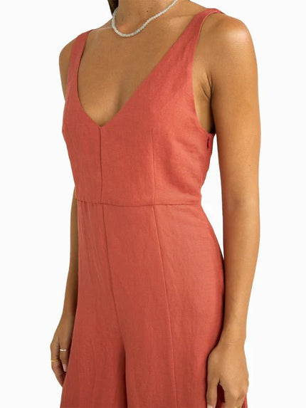 combinaison en lin pour femme terracota