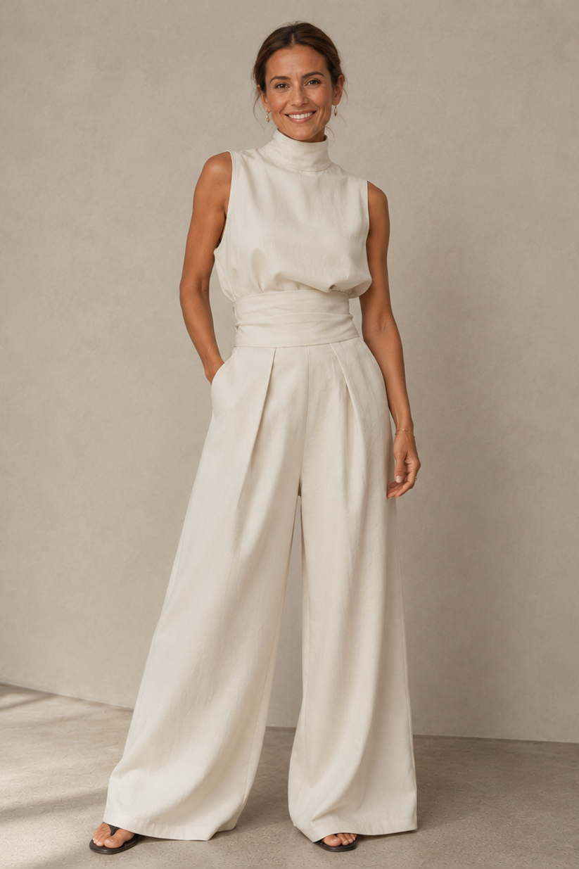 combinaison femme été fluide blanc